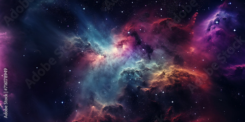 Endless universe with stars and galaxies in outer space. Cosmos art. photo