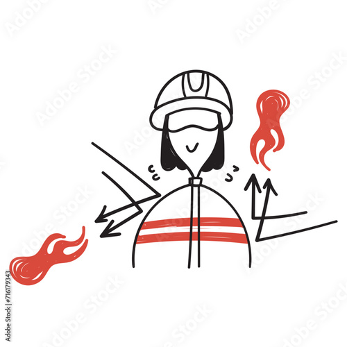 hand drawn doodle fireproof clothing illustration