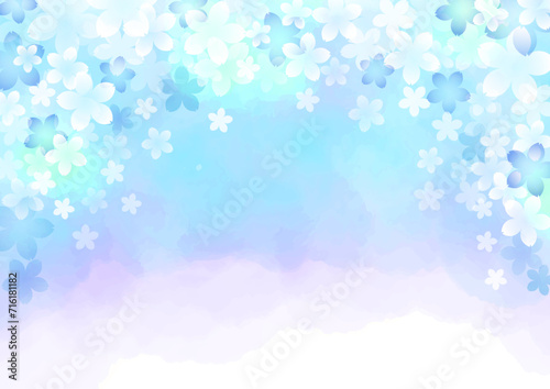 春　桜　ブルー　イメージ　背景