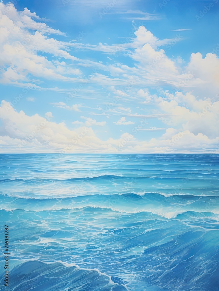 Sapphire Oceanic Views Canvas Print: Captivating Ocean Horizon with Endless Waves