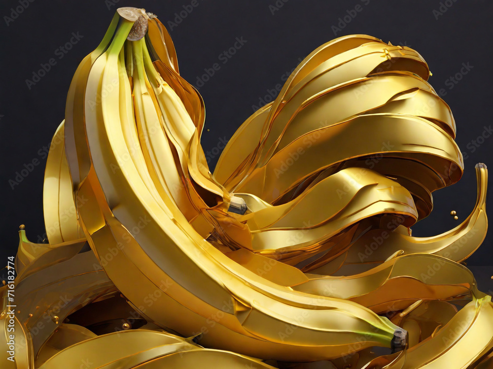 gold bananas, generative art,
