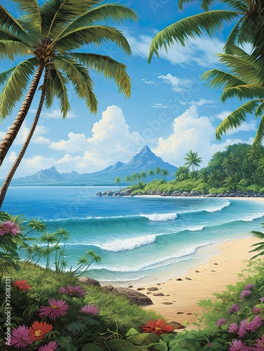 Serendipitous Island Beaches Landscape Poster  Captivating Views of Paradise