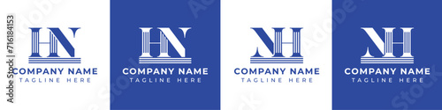 Letters HN and NH Pillar Logo Set, suitable for business with HN and NH related to Pillar