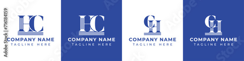 Letters HC and CH Pillar Logo Set, suitable for business with HC and CH related to Pillar
