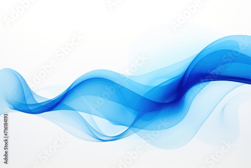 Abstract blue wave background. Set of wavy lines in the horizontal plane. Wave made of smoke on white background