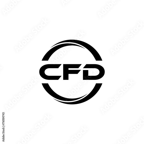 CFD letter logo design with white background in illustrator, cube logo, vector logo, modern alphabet font overlap style. calligraphy designs for logo, Poster, Invitation, etc.