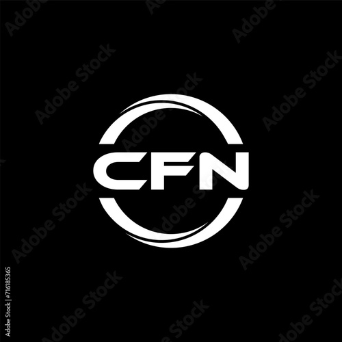 CFN letter logo design with black background in illustrator, cube logo, vector logo, modern alphabet font overlap style. calligraphy designs for logo, Poster, Invitation, etc.