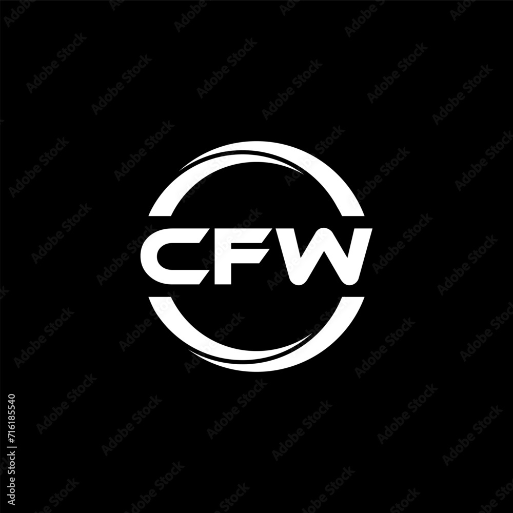 CFW letter logo design with black background in illustrator, cube logo, vector logo, modern alphabet font overlap style. calligraphy designs for logo, Poster, Invitation, etc.