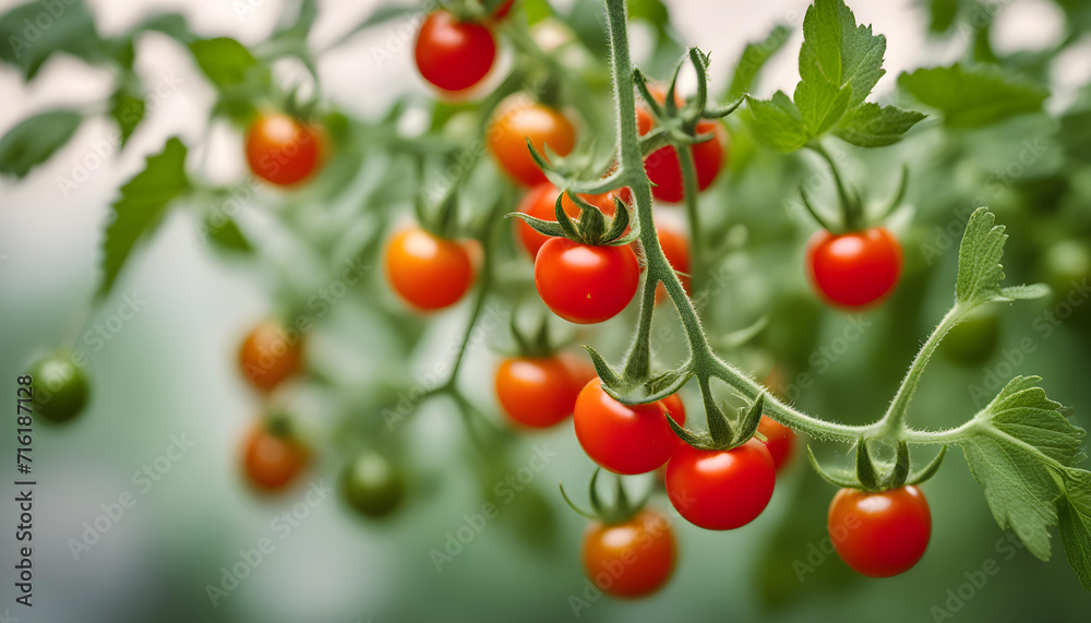Cherry Tomato on branch, small tomatoes, Bunch of fresh red tomatoes