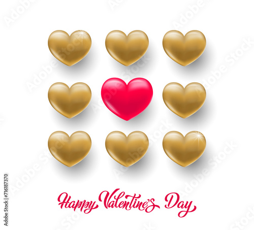 Background with heart. Delicate bright with 3D volumetric hearts. Texture for banner and postcard. Suitable for Valentine's Day and Mother's Day.