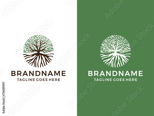 Tree nature root logo icon vector illustration 