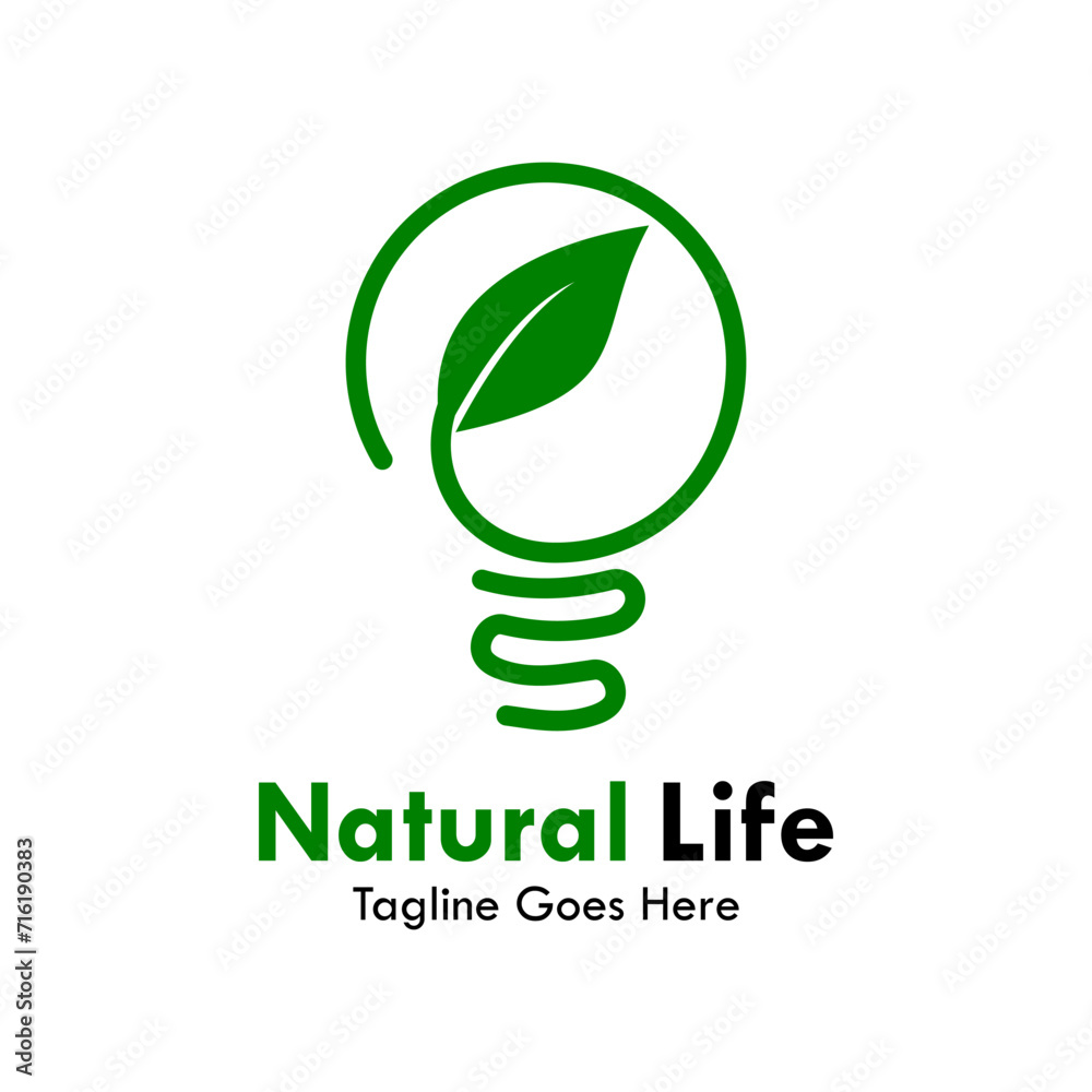 Natural life design logo template illustration. there are bulb with leaf Natural life design logo template illustration. there are bulb with leaf