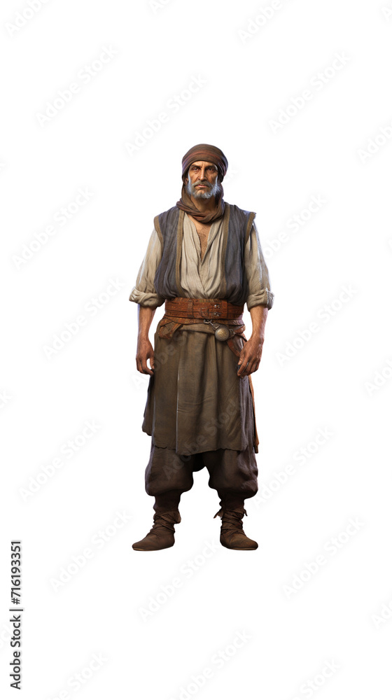 Male merchant standing smiling looking at camera Full body on transparent background Male merchant standing smiling looking at camera Full body on transparent background