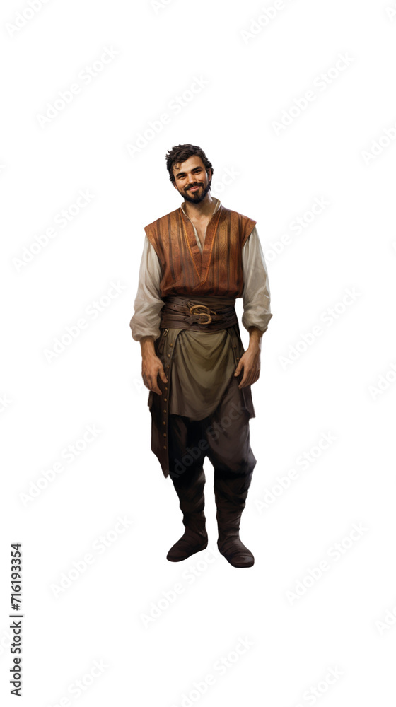 Male merchant standing smiling looking at camera Full body on transparent background Male merchant standing smiling looking at camera Full body on transparent background
