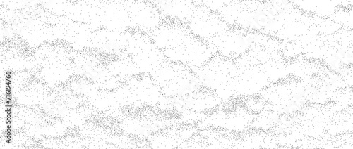 Grunge noise texture. Dirty grain background. Dotted halftone gradient overlay. Sand dusty distressed wallpaper. Vector grungy grit pattern. Black white random dot texture for poster, banner, print.