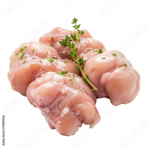 Sweetbreads (Thymus or pancreas glands) of beef- Isolated on transparent background 