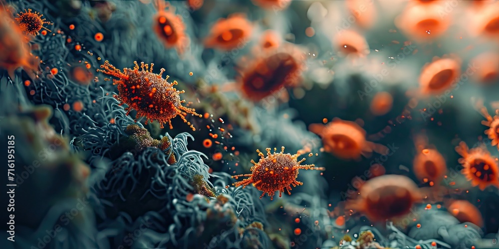 Close up virus and bacteria - obrazy, fototapety, plakaty 
