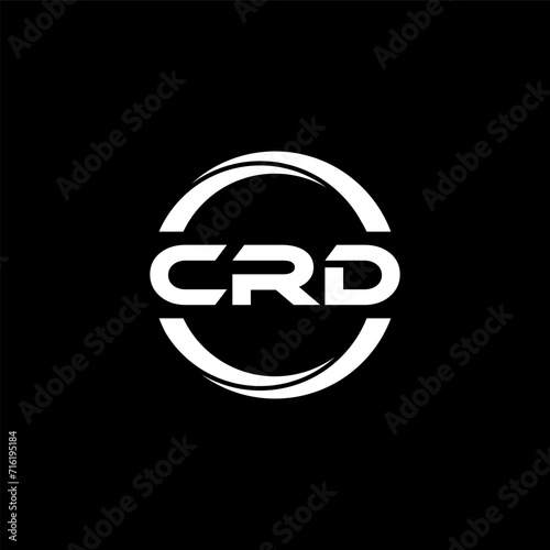 CRD letter logo design with black background in illustrator, cube logo, vector logo, modern alphabet font overlap style. calligraphy designs for logo, Poster, Invitation, etc.