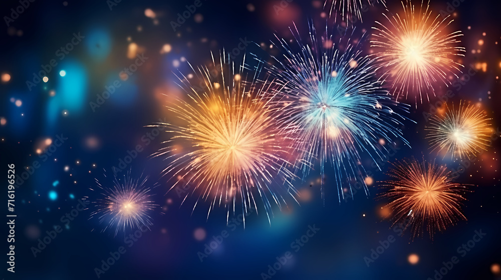 Beautiful fireworks background at night for holiday decoration