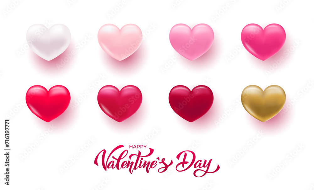 Happy Valentine's Day hand lettering vector. With a beautiful background of 3D hearts. Vector illustration. Text for a card or invitation. Happy Valentine's Day hand lettering vector. With a beautiful background of 3D hearts. Vector illustration. Text for a card or invitation.