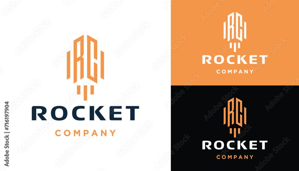 Fototapeta premium Initial Letters RC CR Rocket Launching For Business Brand Inspiration Logo Design