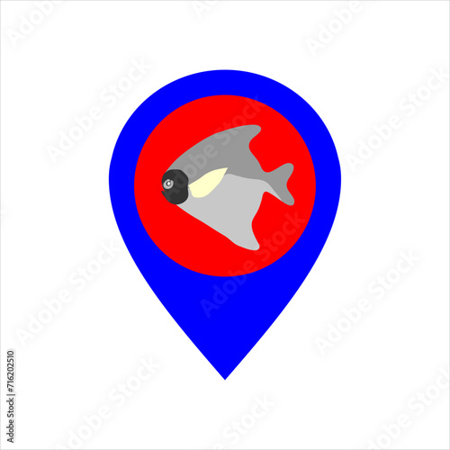 Illustration of a symbol for sharing the location of a seafood or fish food seller