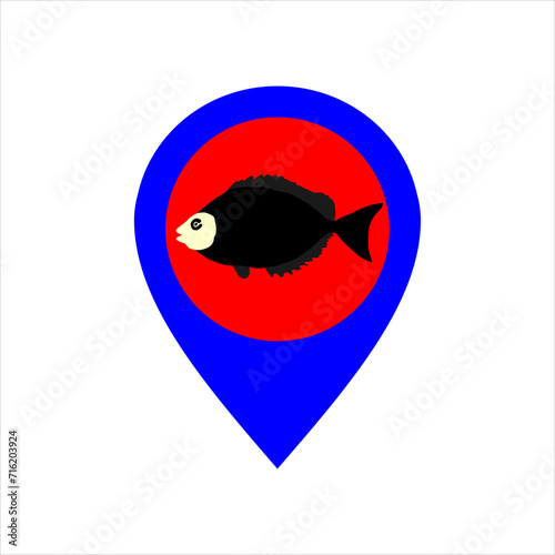Illustration of a symbol for sharing the location of a seafood or fish food seller