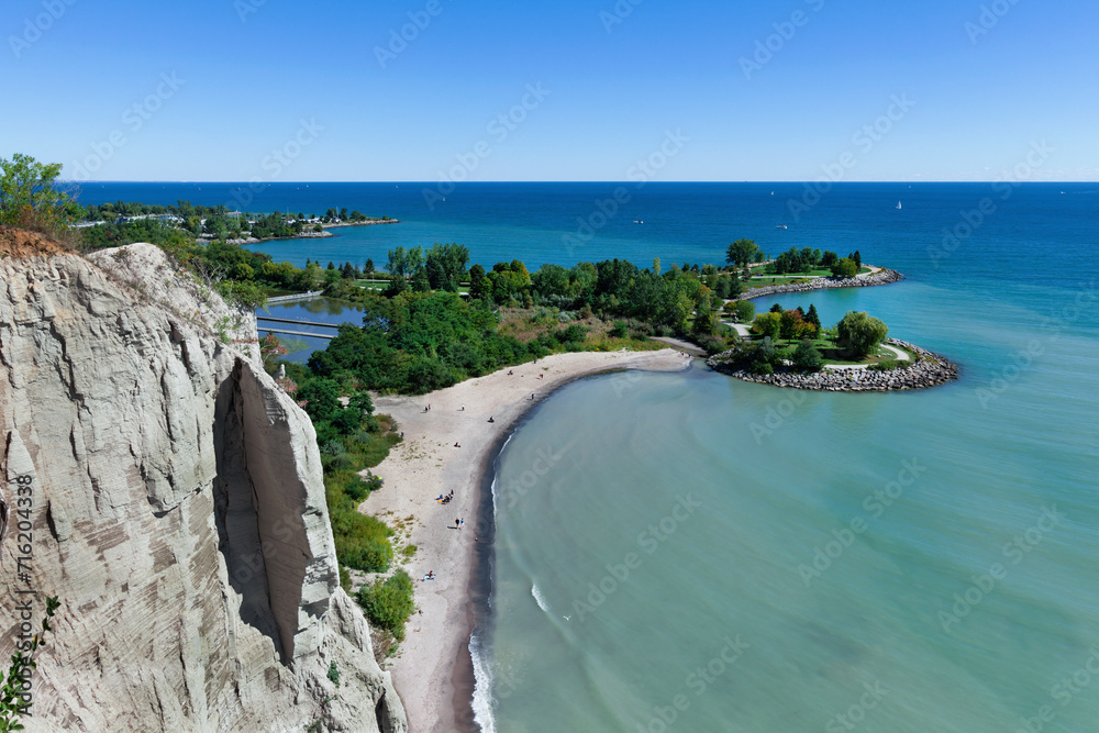 Scarborough Bluffs and Bluffers Park with Lake Ontario