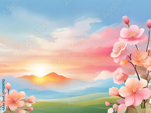 The spring background design captures the essence of the season with vibrant colors and elements that evoke feelings of renewal and freshness. AI Generated