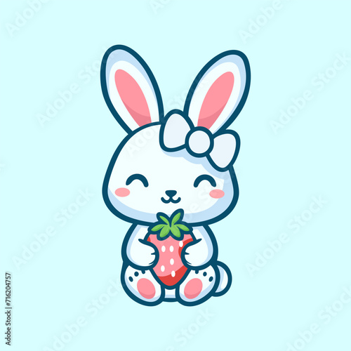 cute rabbit cartoon vector icon illustration animal nature icon concept © isna eni