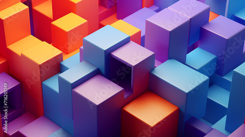  Abstract 3d render, colorful geometric background design 