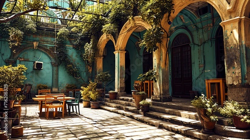 Tranquil Courtyard in Historical Urban Oasis