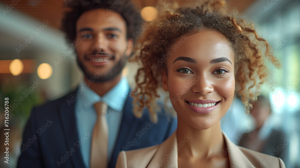 Close-up view of a smiling and confident African American business executives - CEO - Professor - Office worker - blurred background - motivated professional Close-up view of a smiling and confident African American business executives - CEO - Professor - Office worker - blurred background - motivated professional