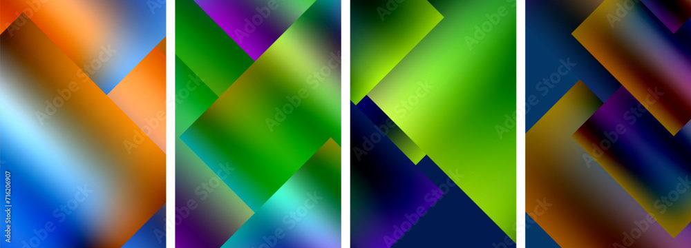 Colorful metal square abstract poster backgrounds