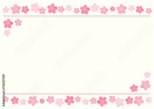 桜の花が美しい春の桜フレーム背景15黄色