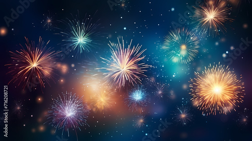 Beautiful creative holiday background with fireworks and sparkles