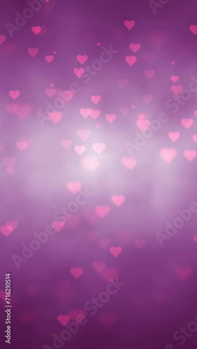 Seamless loop hearts fly on pink bright vertical background. Valentine's day holidays copy space greeting card.
