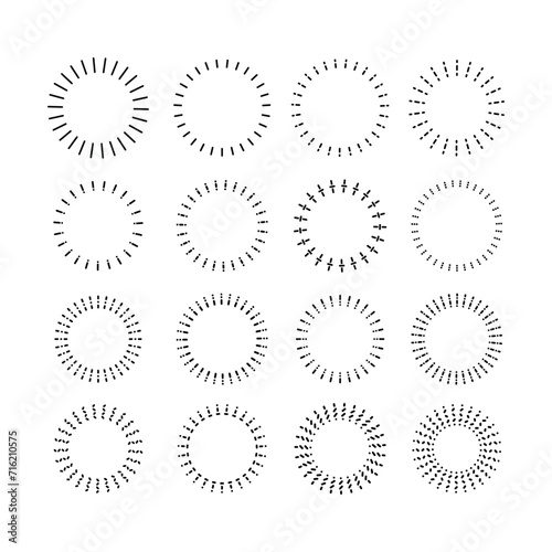 Circle stripes shape set isolated vector illustration.