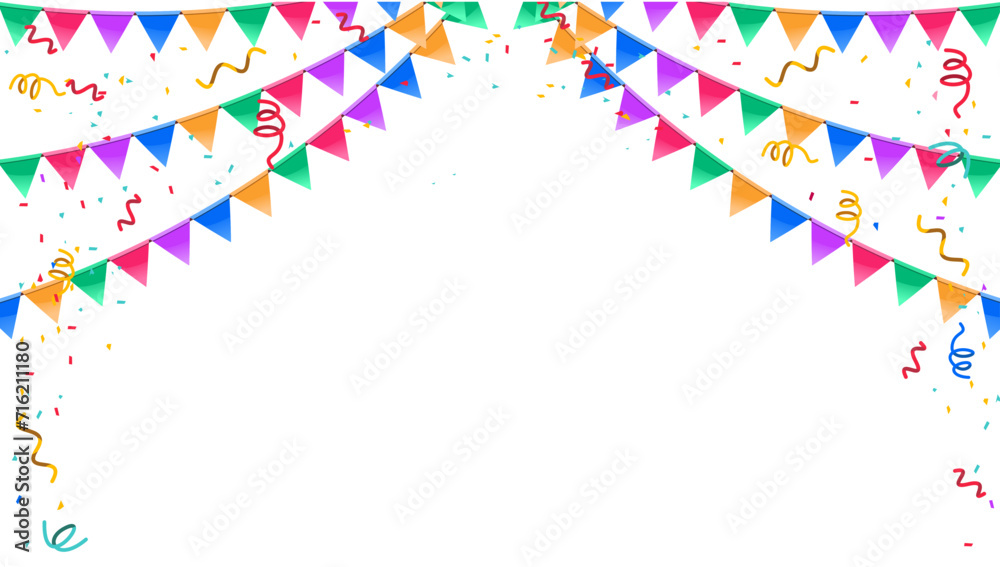 Birthday Celebrations banner with balloons and confetti. vector illustration