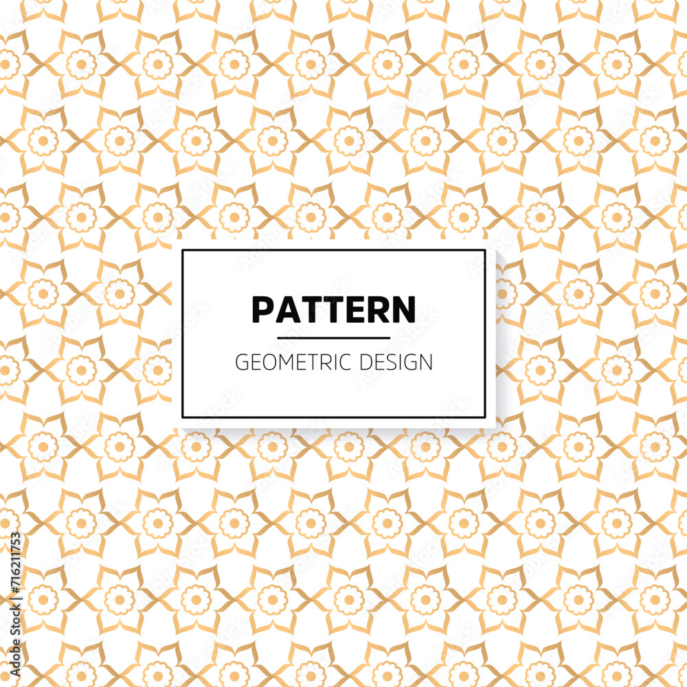 Seamless geometric pattern. Abstract vector background. Gold and white color.