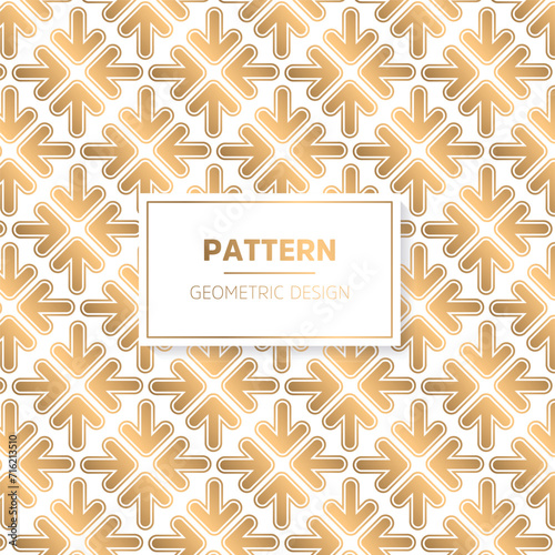 Seamless geometric pattern. Abstract vector background. Gold and white color.