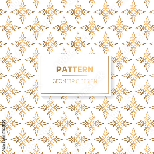 Seamless geometric pattern. Abstract vector background. Gold and white color.