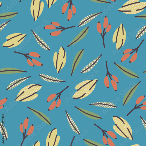 Seamless pattern with flowers and leaves. Vector background  print  design