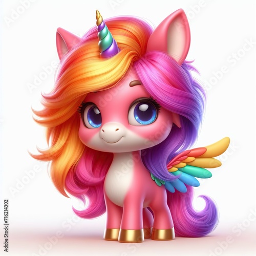 cute little unicorn colored mascot