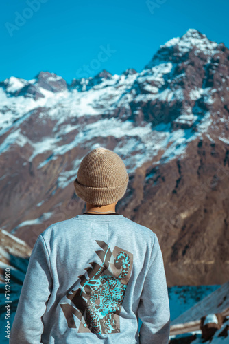 Young man in the mountains