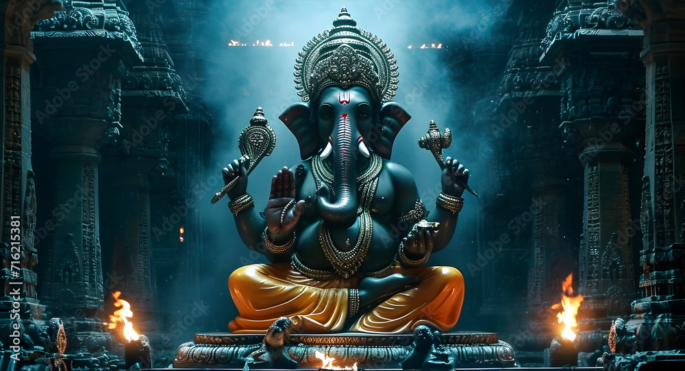 Fototapeta premium Lord ganesha sculpture in temple. Lord ganesh festival.