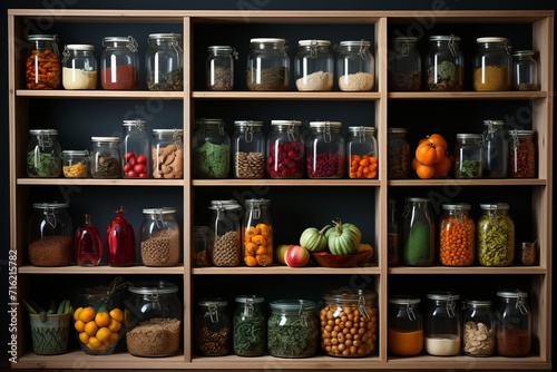 Pantry organizer system with adjustable shelves, Generative AI