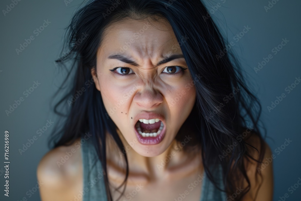 Woman of Asian appearance who appears to be furious Woman of Asian appearance who appears to be furious