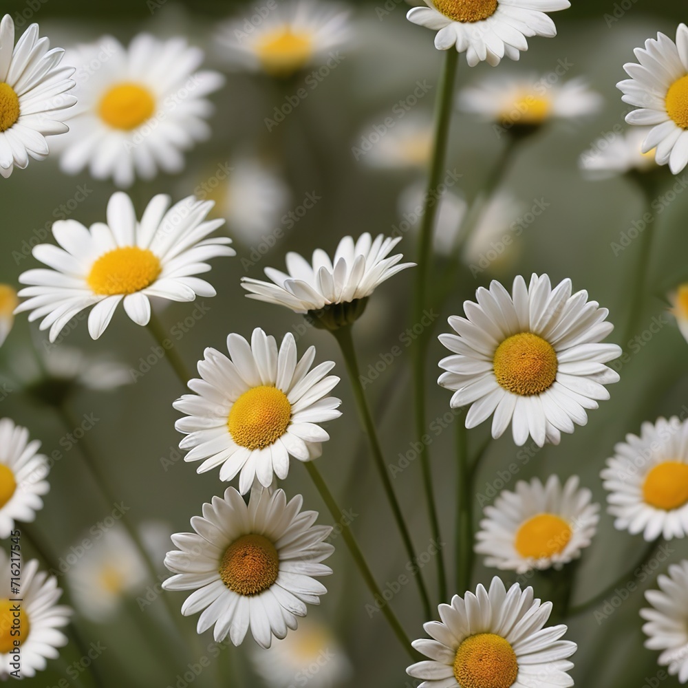 Fototapeta premium White daisies on a green background. Shallow depth of field.
