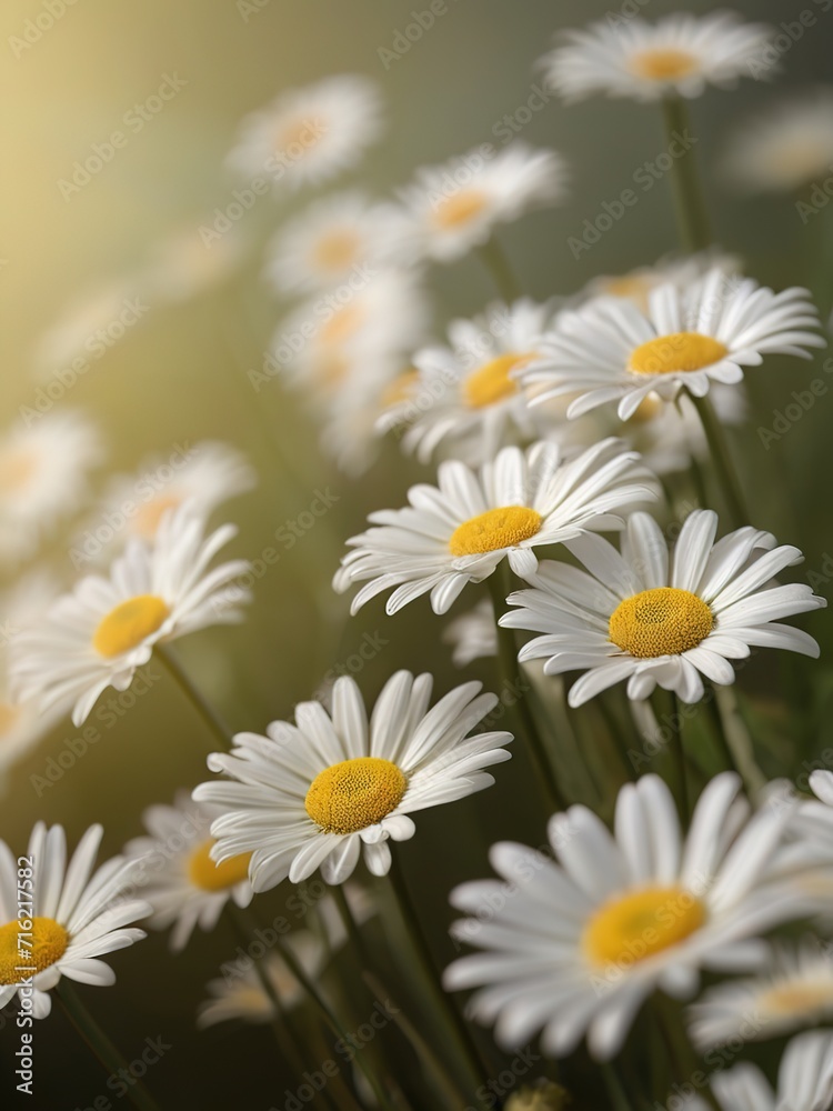 White daisies in the meadow. Beautiful nature scene. White daisies in the meadow. Beautiful nature scene.